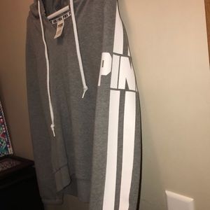 Gray PINK V Neck Pullover